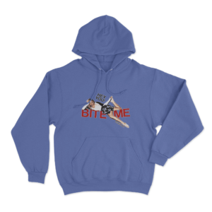 Playful Bite Me Hoodie Blue